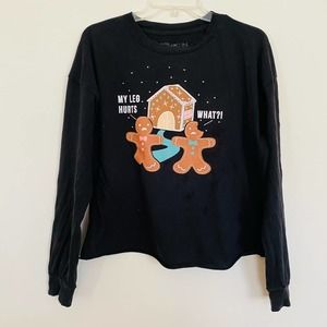 Fifth Sun Gingerbread House & Gingerbread Men Holiday Black Cotton T Shirt